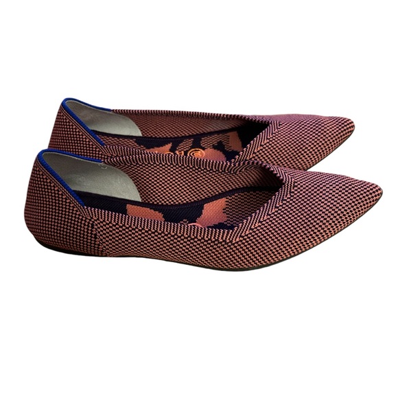 Rothy’s The Point Rose Pink Blue Ballet Flat Shoes Size 7.5 Great Condition - Picture 2 of 9